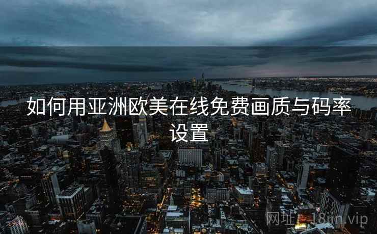 如何用亚洲欧美在线免费画质与码率设置